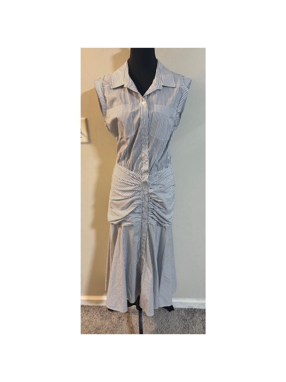 NEW Veronica Beard Celeste Dress Size 4 Blue Striped